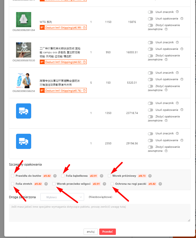 Wybór linii kurierskiej Kakobuy